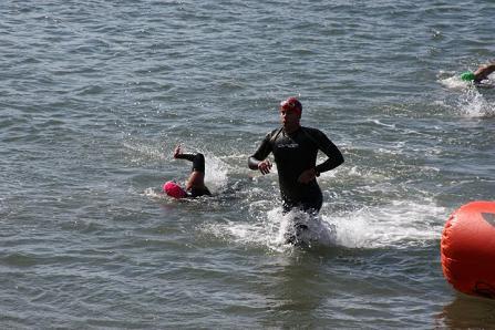 Coming out of the water after 1500m